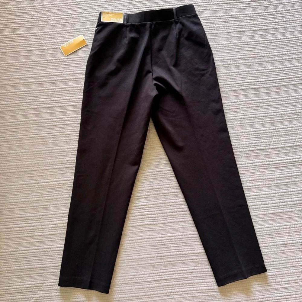 NWT Michael Kors Women's Black Straight Ankle  Pants Gold Zip Accents Size S - Picture 8 of 13